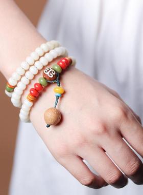 2026一眼万年款白玉菩提手串女双圈佛珠菩提子精品感文玩念珠多圈