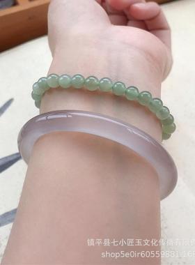 2026烟灰色玉髓圆条手镯 天然原色灰玛瑙镯子简约少女款玉镯礼物