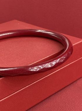 2026朱砂高含量朱砂手镯原矿红砂菱形女款本命年高纯度镯子