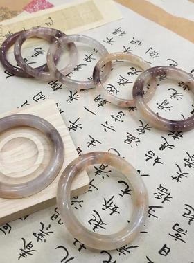 2026新疆金丝玉紫罗兰手镯 佘太翠戈壁玉镯 石英岩玉乌彩玉石镯子