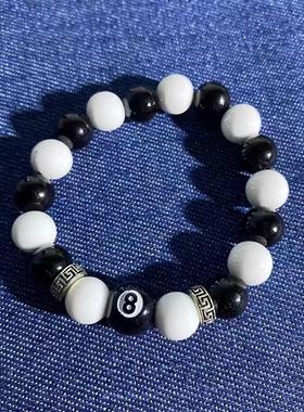 2026爆款台球黑八手链男款百搭不掉色手链超仙情侣款男女串珠手饰