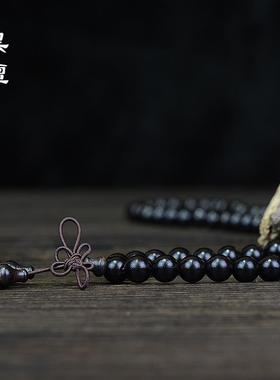 2026厂家黑檀紫光檀木质佛珠乌木手串108颗手链文玩念珠手持