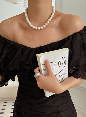 HOPIN珍珠项链经典简约女饰品