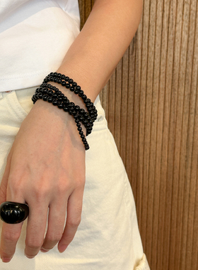 HOPIN黑玛瑙珠珠长链饰品