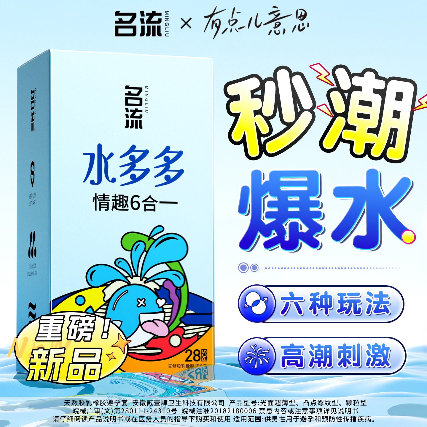 名流多多玻尿酸避孕套情趣6合1
