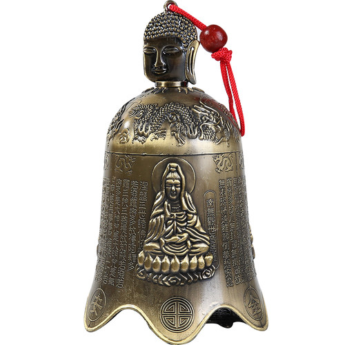 小铜钟经文铃铛仿纯铜屋檐风铃塔角挂件佛像庙钟铜玲青铜寺庙铁钟 - 图3
