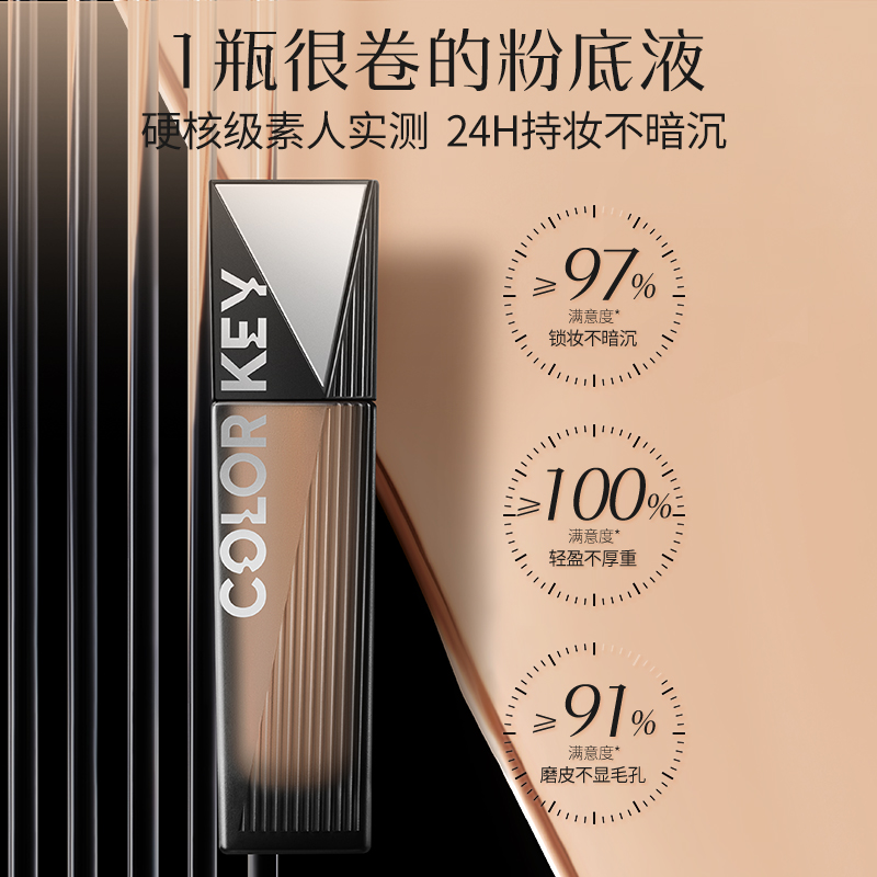 Colorkey珂拉琪官方旗舰店colorkey珂拉琪黑白魔方双持粉底液持妆持色持久服帖不暗沉干油皮2