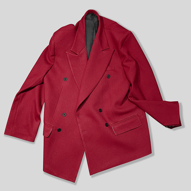 小众设计感免烫红色西服高级感亢奋上衣oversize西装外套男ins潮 - 图1