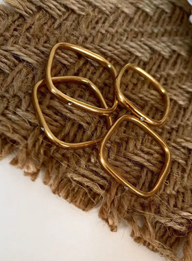 精致18K方形戒指女钛钢不掉色