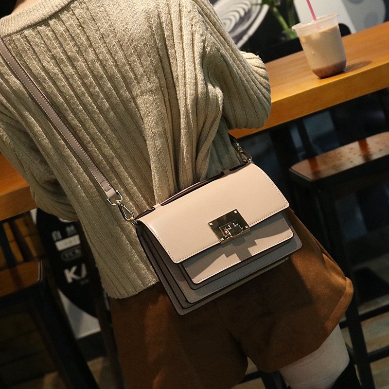 女2020新款潮真皮女包锁扣小方包 麦戈女士包袋