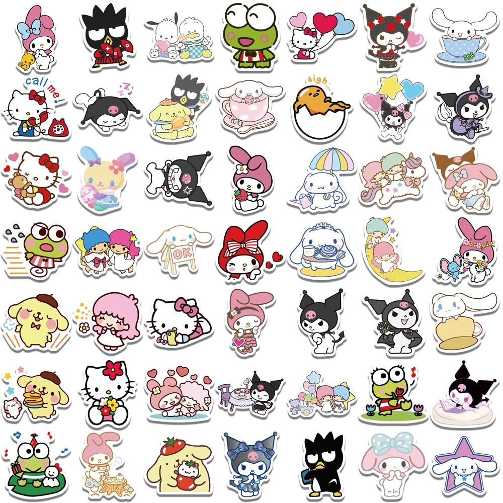 50/100pcs Mixed Cartoon Sanrio Stickers Cute Hello Kitty Cin-图2