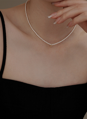 饰悟爱心珍珠项链女小米珠