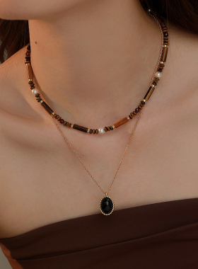 饰悟虎眼石女美拉德叠戴毛衣链