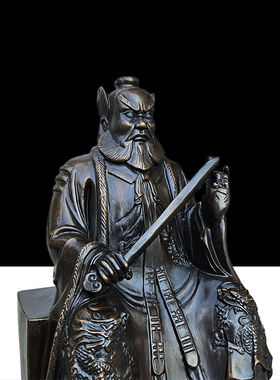 黄铜张天师神像摆件张道陵家居客厅铜器工艺品祖天师