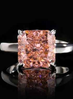 新款铜镀银仿帕帕拉恰吊坠简约项链女仿彩宝镶钻方形耳钉开口戒指