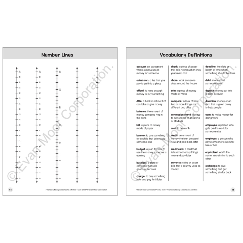 Evan-Moor Financial Literacy Lessons & Activities 金融知识启蒙课程与练习 美国加州教辅 evanmoor 数学 词汇 一年级到六年级 - 图3
