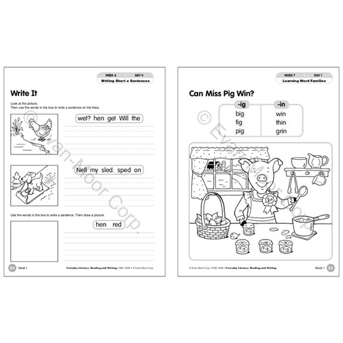 Evan-Moor Everyday Literacy Reading And Writing Grade 1 SE 小学者的每日课堂系列 阅读与写作 一年级 作业本 美国加州教辅 - 图2