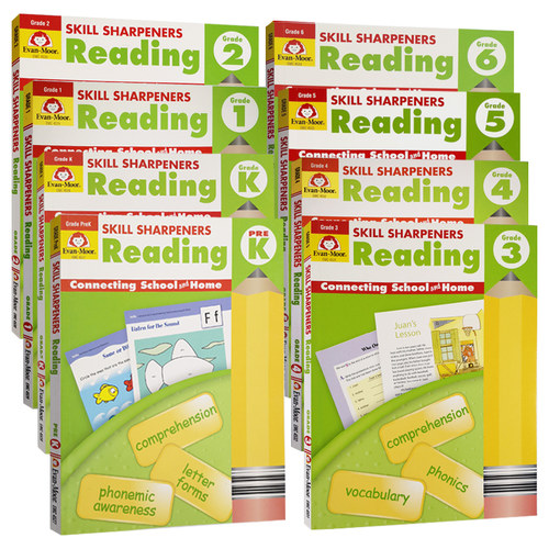 Skill Sharpeners Reading 技能铅笔刀 阅读理解练习册美国加州原版Evan Moor Grade PreK K 1 2-6幼儿园一二三四五六年级 - 图0
