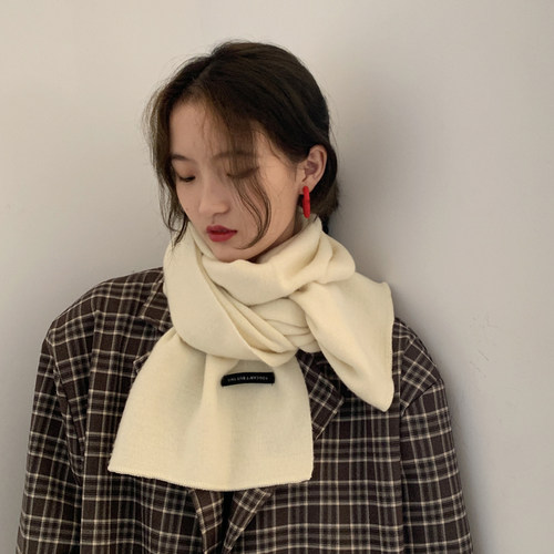 情侣款ins纯色围巾男女秋冬季韩版时尚仿羊绒学加厚生保暖围脖潮 - 图2