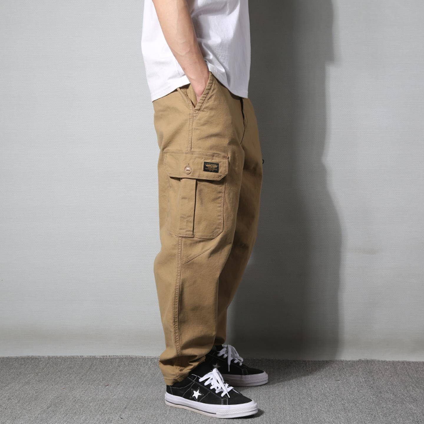 Home Daily~日系多口袋工装裤男直筒宽松休闲长裤哈伦锥形九分裤 - 图2