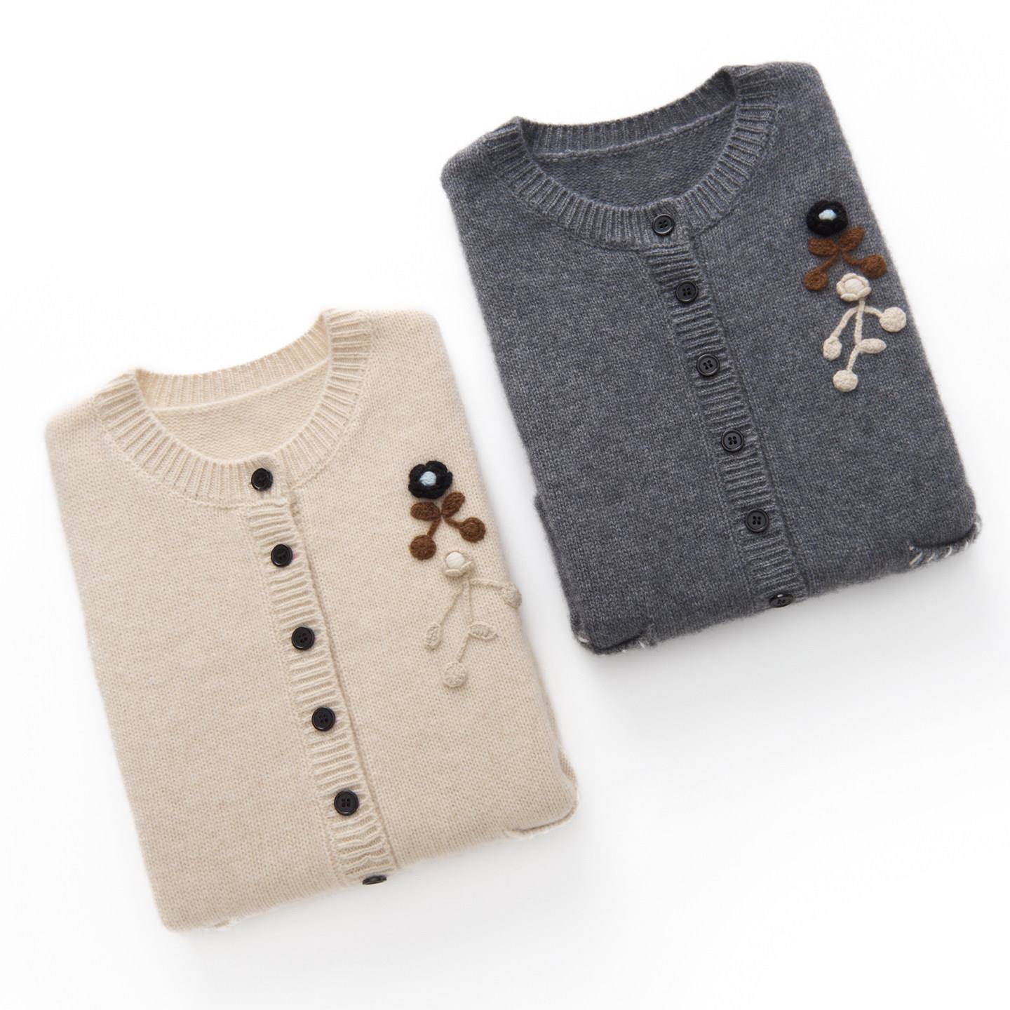 Heavy hand embroidery! New autumn and winter cashmere cardigan women's round neck sleeveless knitted vest women's slim sweater waistcoat