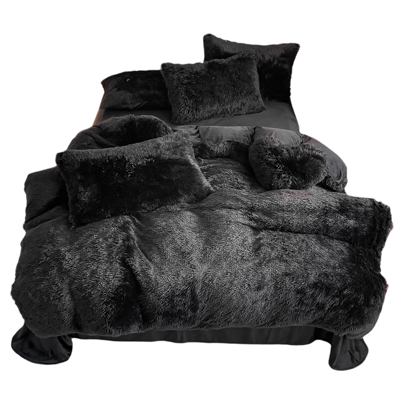 冬季加厚长毛兔毛绒水貂绒双面牛奶绒黑色男生耐脏床单被套四件套,淘宝优惠券,粉丝福利购,淘宝优惠卷