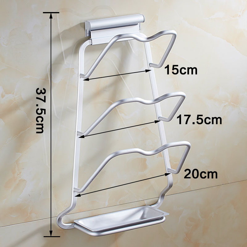 直销家用厨房锅盖架壁挂免打孔太空铝放锅盖的置物架墙上锅盖收纳 - 图2