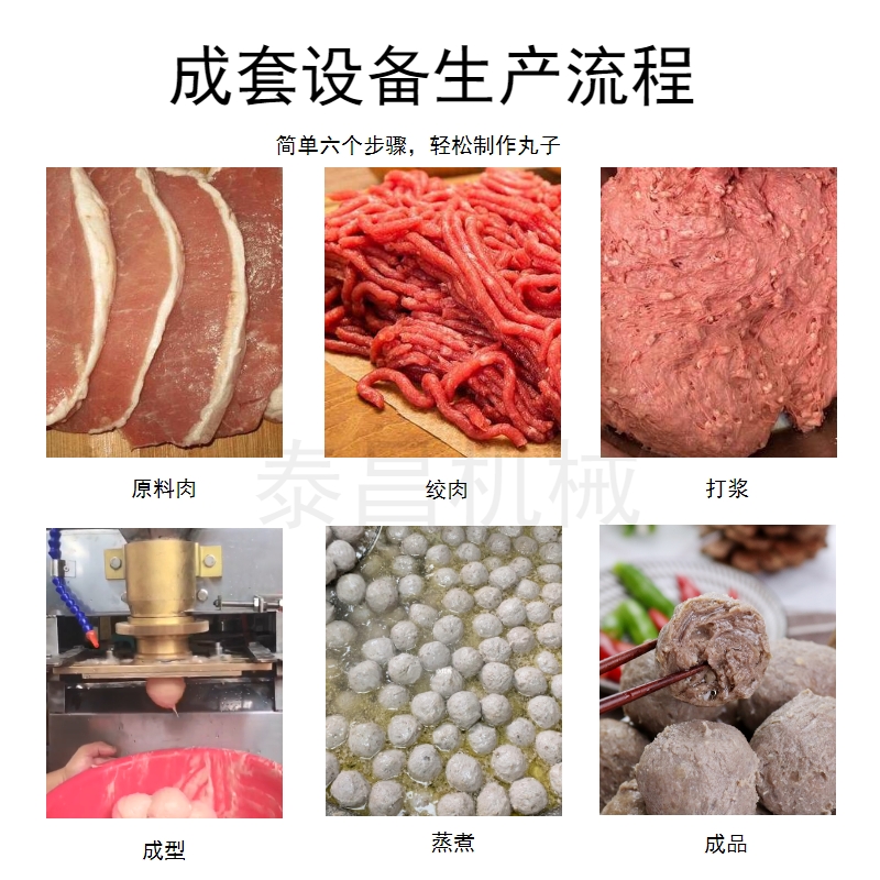 丸子加工成套设备肉丸生产线鱼丸蒸煮流水线丸子成型机肉泥斩拌机 - 图2