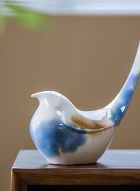 新中式小鸟陶瓷动物摆件简约现代客厅玄关博古架家居样板房装饰