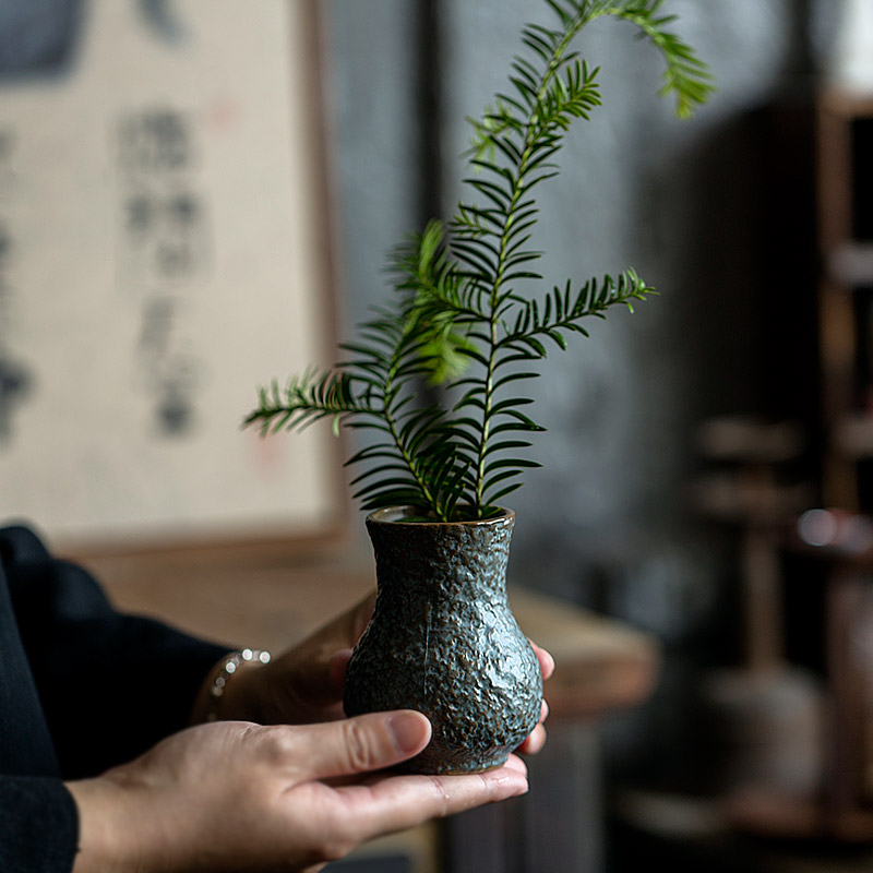 瓷信 窑变竖筒花插陶瓷小花瓶装饰花瓶素雅简约客厅花器茶道配件