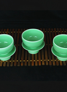 龙泉青瓷陶瓷供佛三件套佛堂高脚