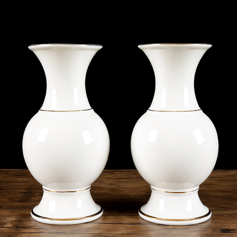 明引纯白色家用套装陶瓷果盘描金香炉无字花瓶供水杯油灯供桌摆件,淘宝优惠券,粉丝福利购,淘宝优惠卷