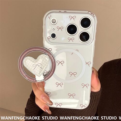 蓝蝴蝶结适用苹果17手机包iphone17Promax磁吸支架16复古小众14软 - 图0
