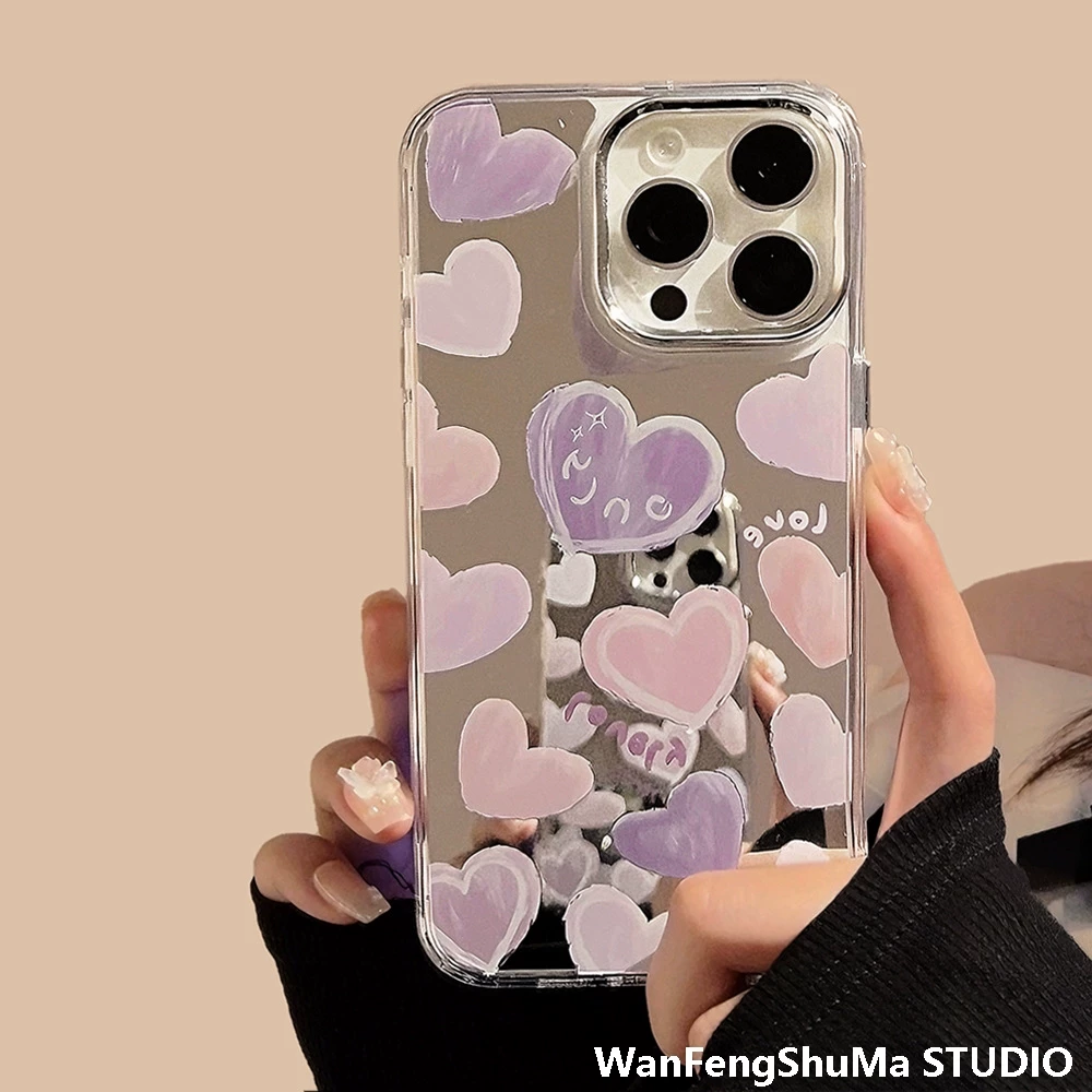 Apple, фиолетовый совместимый iPhone 14, iPhone14 Pro, чехол, зеркало эффект, iphone, защита от падений