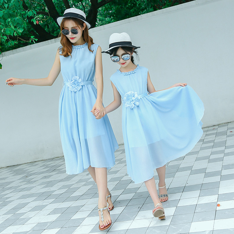 亲子装夏款2020母女雪纺洋气长裙 铃铃铛亲子装/亲子时装