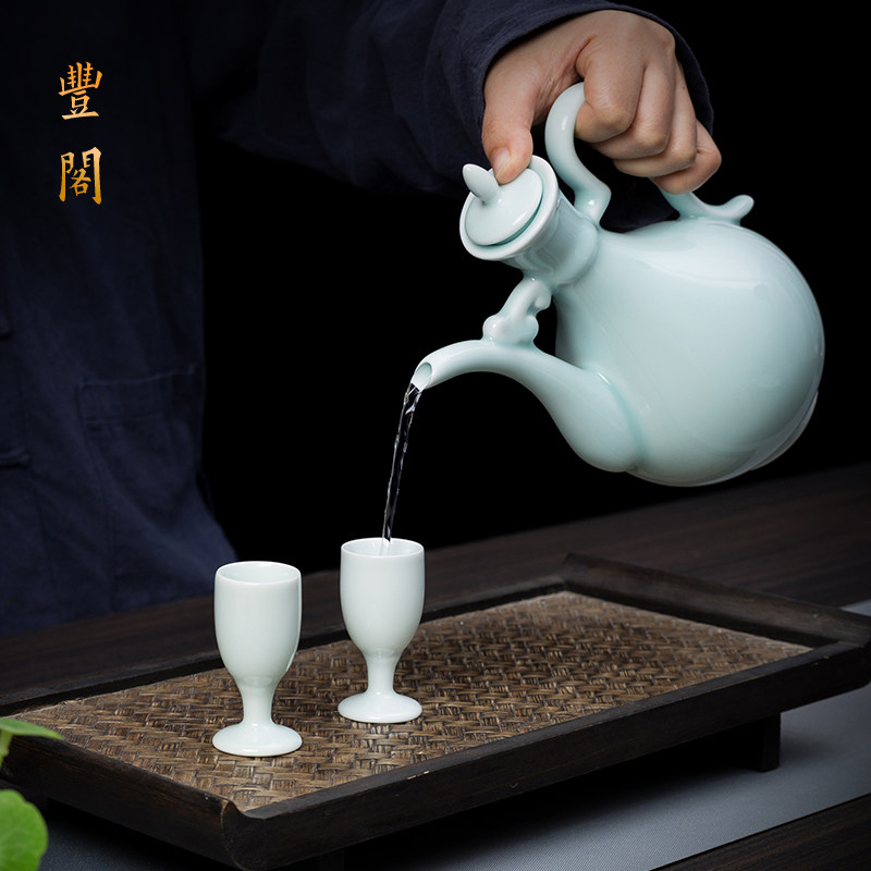 陶瓷酒具套装仿古酒壶家用白酒杯中式创意分酒器古风高脚杯小酒盅_虎窝淘