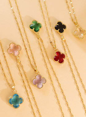 项链女轻奢小众四叶草项链设计感时尚钛钢锁骨链百搭热卖饰品