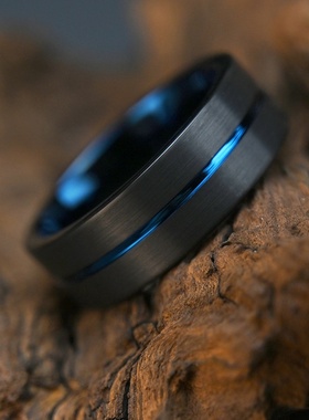 4-8宽现货直销双色钨钢戒指面拉砂高品质欧美时尚简约钨金婚戒