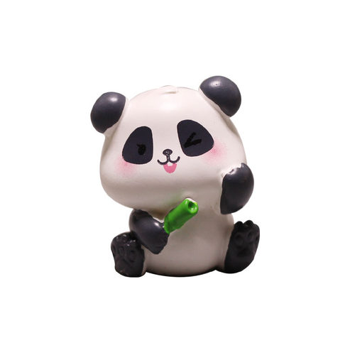 Q版 小号 大熊猫 吃竹子 树脂材质 小动物模型手办摆件玩具饰品 - 图3