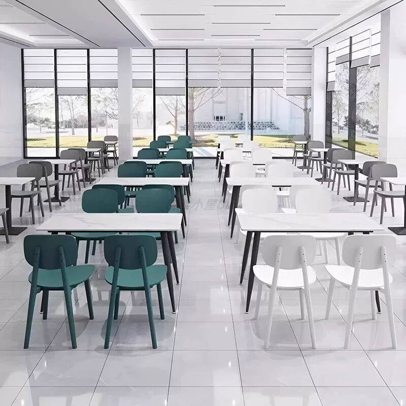 商用快餐店专用餐饮小吃店学校员工食堂长方形新款岩板餐桌椅组合,淘宝优惠券,粉丝福利购,淘宝优惠卷