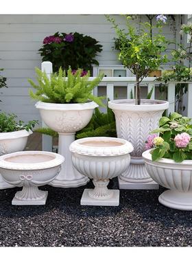 欧式罗马柱花园户外装饰摆件庭院花架底座仿石膏院子阳台大花盆