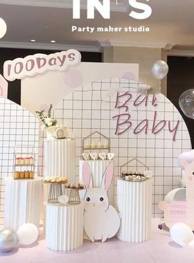 婚庆折叠圆柱甜品台纸质罗马柱子路引摆件商场橱窗生日派对布置