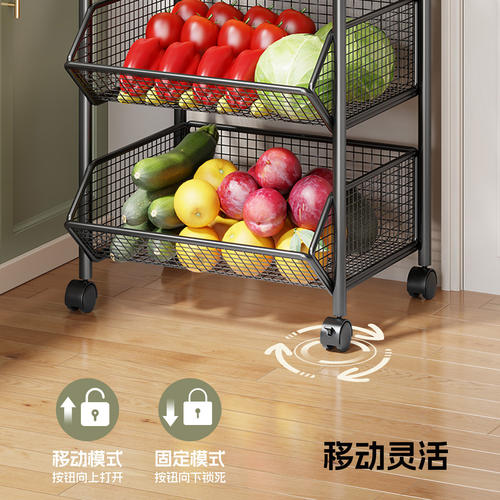 可移动厨房置物架水果蔬菜收纳架带轮杂物储物架省空间大容量 - 图2