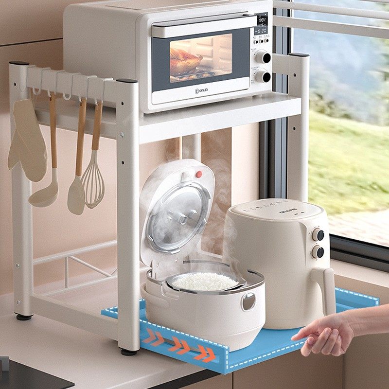 厨房微波炉置物架多功能放电饭煲烤箱专用台面电器抽拉式收纳架子,淘宝优惠券,粉丝福利购,淘宝优惠卷
