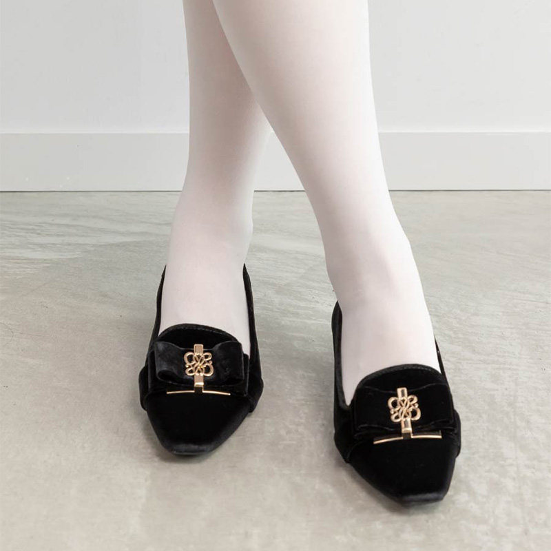 RANDA 25早秋新款蝴蝶结休闲丝绒粗跟方头秋冬乐福鞋 PH36016,淘宝优惠券,粉丝福利购,淘宝优惠卷