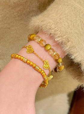 金色碎冰冰葫芦叠戴手链女轻奢高级感精致手串气质百搭高颜值手饰