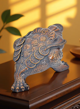 纯铜三足金蟾摆件装饰招财进宝