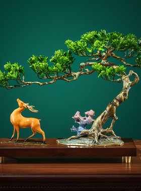 黄铜迎客松摆件客厅乔迁新居礼物