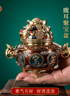 黄铜聚宝盆摆件办公开业礼物