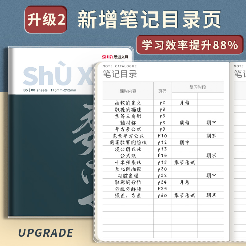 分科目笔记本加厚胶套本语文数学英语作业本课堂记事本b5本子高中生初中生学习必备用品笔记本物理各科错题本-图2